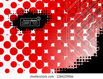 Red contrast abstract technology background. Red corporate design. Abstract tech corporate red design flyer background. Black geometric illustration for flyer, brochures, web graphic design background
