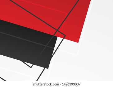 Red contrast abstract technology background. Red corporate design. Abstract tech corporate red design flyer background. Black geometric illustration for flyer, brochures, web graphic design background