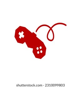 A red controller with a plus on it is on a white background.