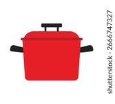 Red cooking pot flat vector design isolated on white background