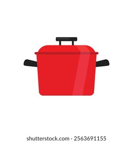 Red cooking pot flat vector design isolated on white background