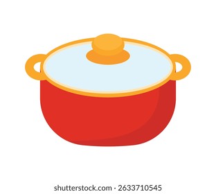 Red Cooking pot kitchenware cartoon clipart vector illustration Isolate don Transparent Background