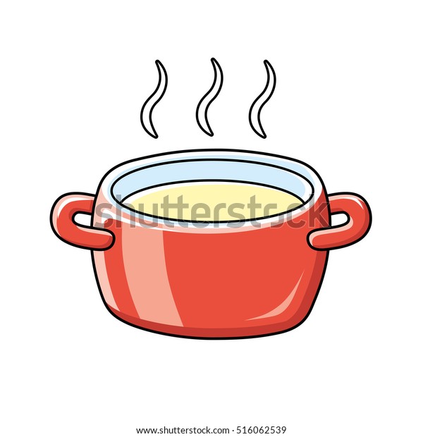 Red Cooking Pot Tureen Hot Soup Stock Vector (royalty Free) 516062539