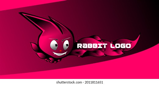 red cool rabbit logo vector background