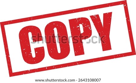 Red Copy Rubber Stamp in Grunge Vector in Sharp Border, Transparent Background