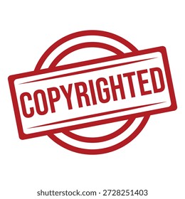 Sello de Derechos de autor rojo sobre fondo blanco para legal o Uso comercial