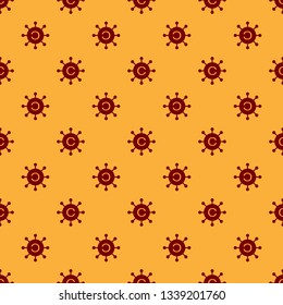 Red Copywriting network icon isolated seamless pattern on brown background. Content networking symbol. Copyright sign. Copywriting network sign. Flat design. Vector Illustration
