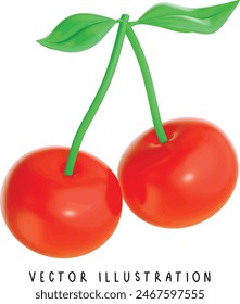  Cerezas de coqueta roja, Ilustración vectorial de cereza linda