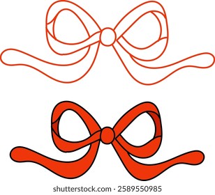 Red Coquette ribbon bow set