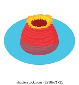 Red coral icon isometric vector. Conical bright red hard coral in sea water icon. Undersea world, invertebrate