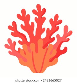 Red coral icon with keywords related to human body, peach, plant, and design