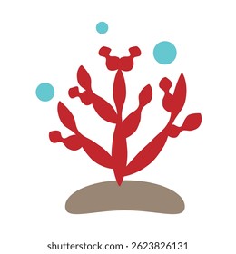 Red coral icon symbol in color fill style.