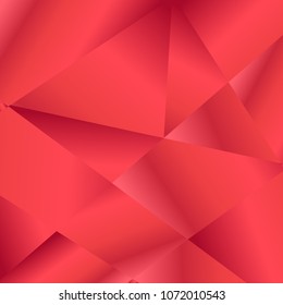 Red coral luxury background. Vector polygon abstract polygonal geometric triangle background. Diamond jewelry. Low poly summer illustration. Abstract geometric polygonal shape. Fractal red color.