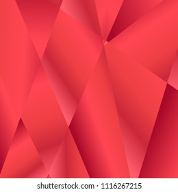 Red coral luxury background. Vector polygon abstract polygonal geometric triangle background. Diamond jewelry. Low poly summer illustration. Abstract geometric polygonal shape. Fractal red color.