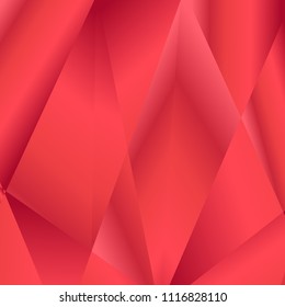 Red coral luxury background. Vector polygon abstract polygonal geometric triangle background. Diamond jewelry. Low poly summer illustration. Abstract geometric polygonal shape. Fractal red color.