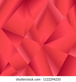 Red coral luxury background. Vector polygon abstract polygonal geometric triangle background. Diamond jewelry. Low poly summer illustration. Abstract geometric polygonal shape. Fractal red color.