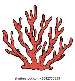 red coral marine life nature flat color vector illustration template design