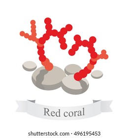 Red coral. Vector icon. Flat design