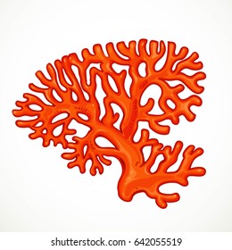 Red corals marine life object isolated on white background