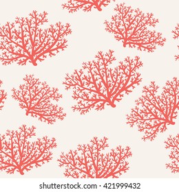 Red corals seamless pattern. Vector background