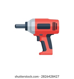 Red Cordless Electric Impact Driver Power Drill Vector Illustration Isolated on White Background
