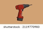 Red cordless screwdriver vector illustration
