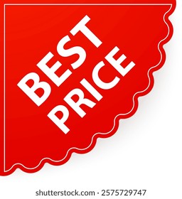 Red corner label featuring a best price offer, advertising a bargain and promoting a sale with an eye catching and vibrant design that captures consumer attention effectively