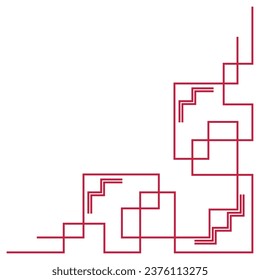 red corner line, border Chinese.Korean element lines. Japan .Asia dividing line. Chinese New Year