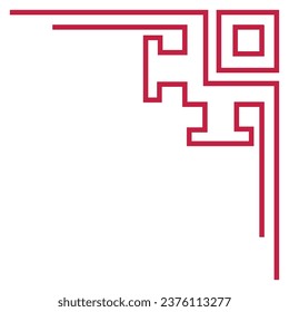 red corner line, border Chinese.Korean element lines. Japan .Asia dividing line. Chinese New Year