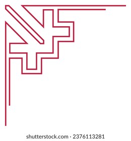 red corner line, border Chinese.Korean element lines. Japan .Asia dividing line. Chinese New Year