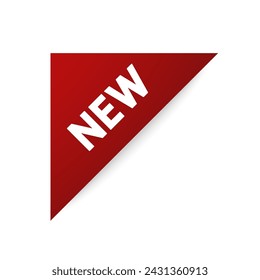 Rincón rojo nuevo aislado. Rincón rojo nuevas etiquetas. Vector.