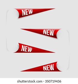 Red Corner New Labels. Vector.
