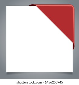 red corner ribbon banner on white paper 