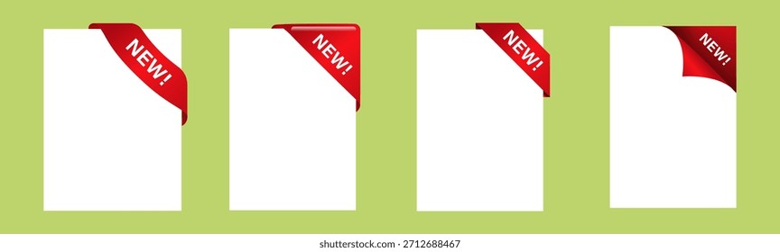 Red Corner ribbon or banner on white background. vector