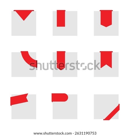 Red corner ribbon label tag icon vector illustration for web banner promotion bookmark sticker mark element discount badge design.