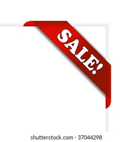 Red corner ribbon with text sale