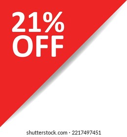 Red corner with white text 21% OFF
