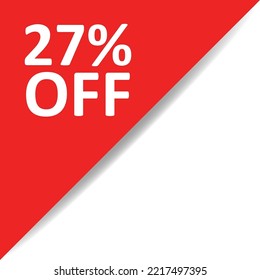 Red corner with white text 27% OFF