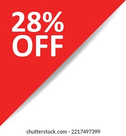 Red corner with white text 28% OFF
