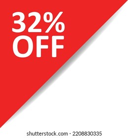 Esquina roja con texto blanco 32% OFF