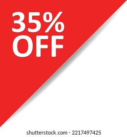 Red corner with white text 35% OFF