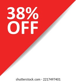 Red corner with white text 38% OFF