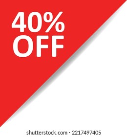 Red corner with white text 40% OFF