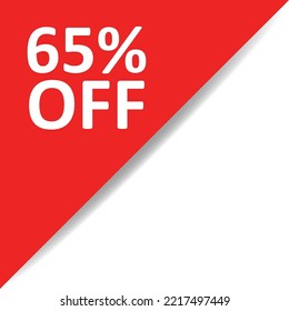 Red corner with white text 65% OFF
