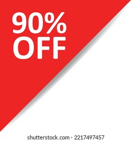 Red corner with white text 90% OFF
