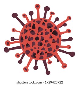 Red corona virus cell vector illustration isolated on white background.