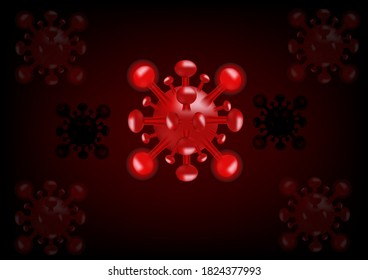 Red corona virus with dark background