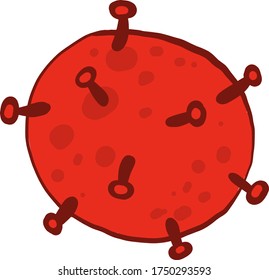Virus de la corona roja , ilustración, vector sobre fondo blanco