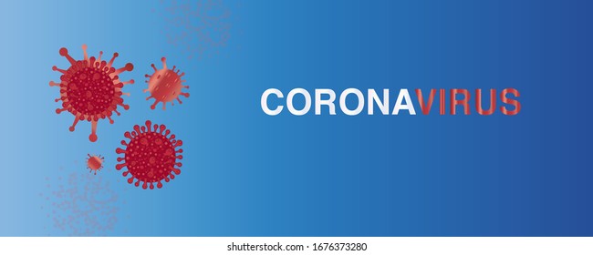 Red corona virus infection with blue vector banner background. Virus corona virus microbe vector. Corona virus sign disense outbreak background