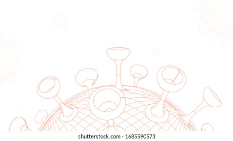 Red Corona Virus Pandemic Background, 3D Vector Line Art Trend Illustration